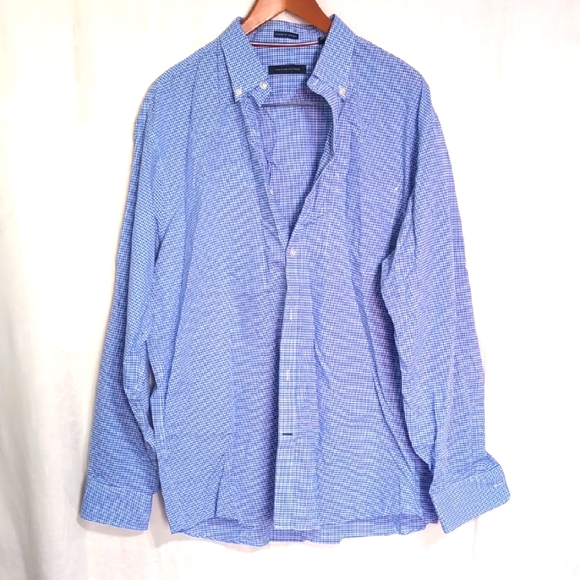 Tommy Hilfiger Blue White Gingham Long Sleeve Button Up Size Extra Large - Picture 1 of 6